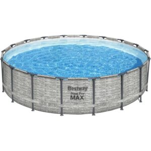 Kit Piscine hors sol tubulaire BESTWAY Steel Pro Max - 549 x 122 cm - Ronde (Avec pompe de filtration, une échelle et une bâche)