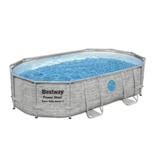 Kit Piscine hors sol BESTWAY - Power Steel- 488 x 305 x 107 cm - Ovale (Livrée avec filtre a sable, bâche, échelle)