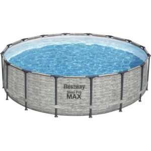 Kit Piscine hors sol tubulaire BESTWAY - Steel Pro Max - 488 x 122 cm - Ronde (Livrée avec pompe de filtration, échelle et bâche)