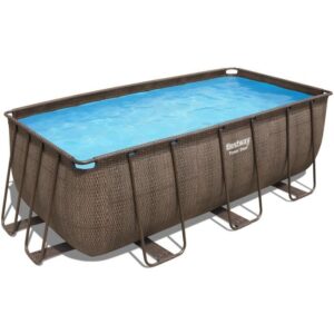 Kit Piscine hors sol tubulaire BESTWAY - Power Steel- 412 x 201 x 122cm - Rectangulaire (Avec filtre a sable, échelle et diffuseur)