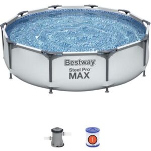 Kit Piscine hors sol tubulaire BESTWAY Steel Pro Max - 305 x 76 cm - Ronde (Avec épurateur a cartouche et pompe de filtration)