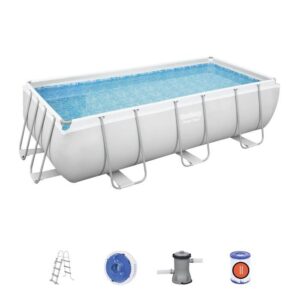 Kit Piscine hors sol tubulaire BESTWAY - Power Steel - 404 x 201 x 100 cm - Rectangulaire (Livrée avec échelle, pompe et diffuseur)