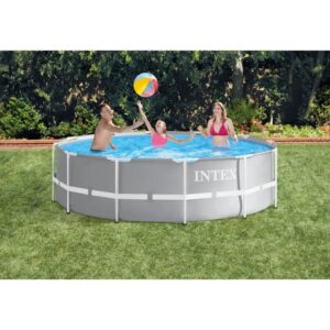 Kit Piscine hors sol tubulaire INTEX - Prism Frame - 366 x 99 cm - Ronde (Inclus une échelle de sécurité avec marches amovibles)